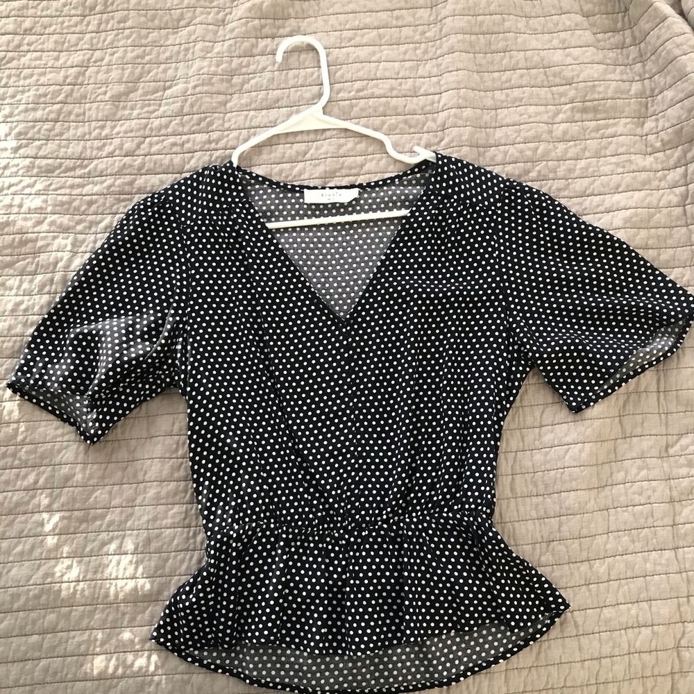 Eloise Blue Polka Dot Peplum Top